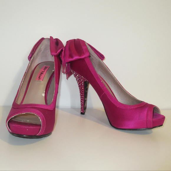 Betsey Johnson Shoes - Betsey Johnson Fuschia Heels with Rhinestones